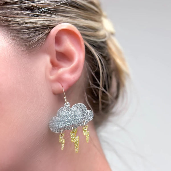 Glitter Cloud Dangle Earrings