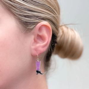Witch's Stockings Halloween Enamel Dangle Earrings