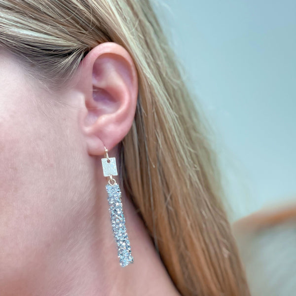 Crystal Encrusted Straight Dangle Earrings