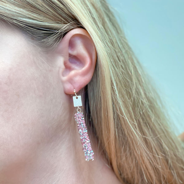 Crystal Encrusted Straight Dangle Earrings