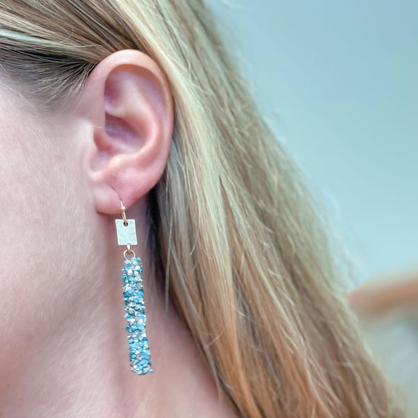 Crystal Encrusted Straight Dangle Earrings