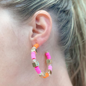 Multi Shape Bead Hoop Earrings
