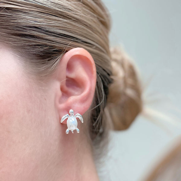 Pearl Turtle Stud Earrings