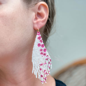 Cherry Blossom Curtain Dangle Seed Bead Earrings