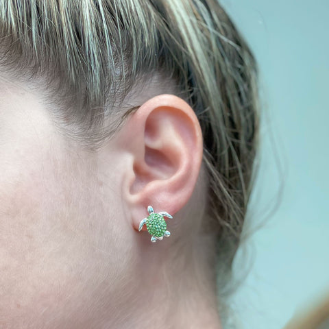 Pave Stone Tropical Sealife Post Earrings