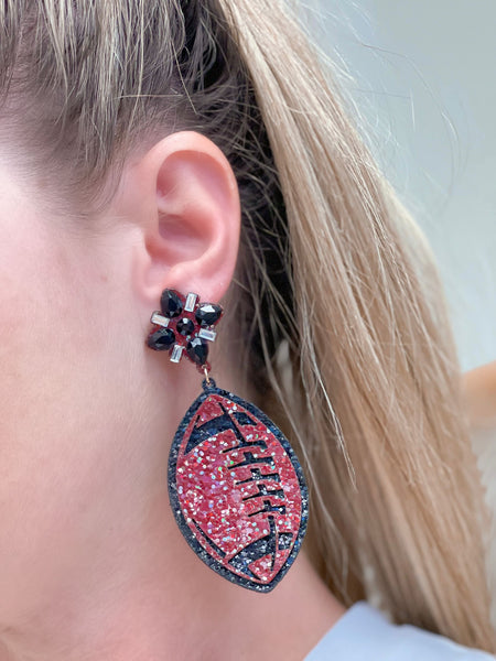 Glitter Football Dangle Earrings