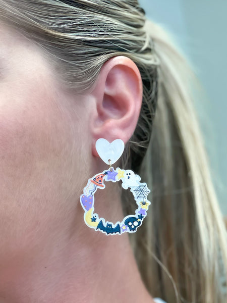 Halloween Icon Dangle Hoop Earrings