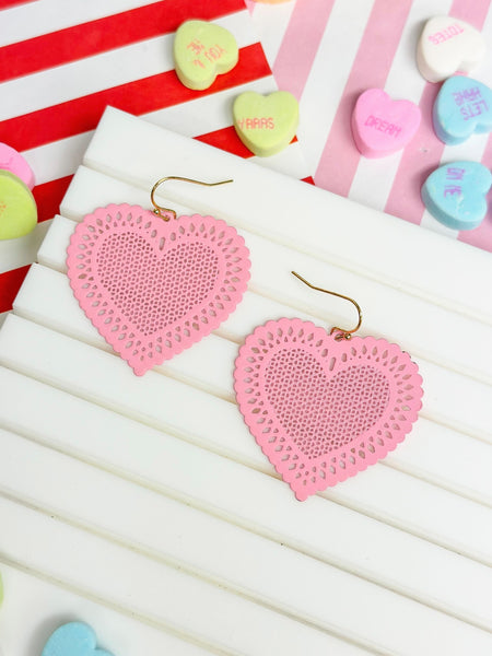 Filigree Heart Dangle Earrings