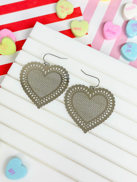 Filigree Heart Dangle Earrings