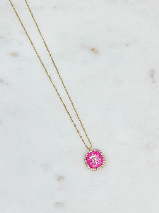 Gold Dipped Shimmering Stones Pendant Necklaces