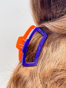 Game Day Claw Clips - Purple & Orange