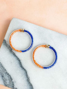 Game Day Jelly Tube Hoop Earrings - Blue & Orange