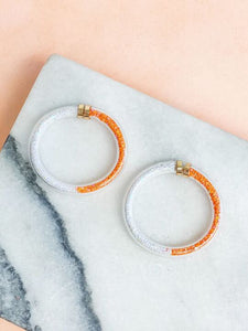 Game Day Jelly Tube Hoop Earrings - Orange & White