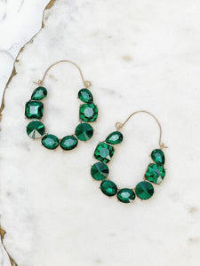 Gem Statement Earrings - Emerald