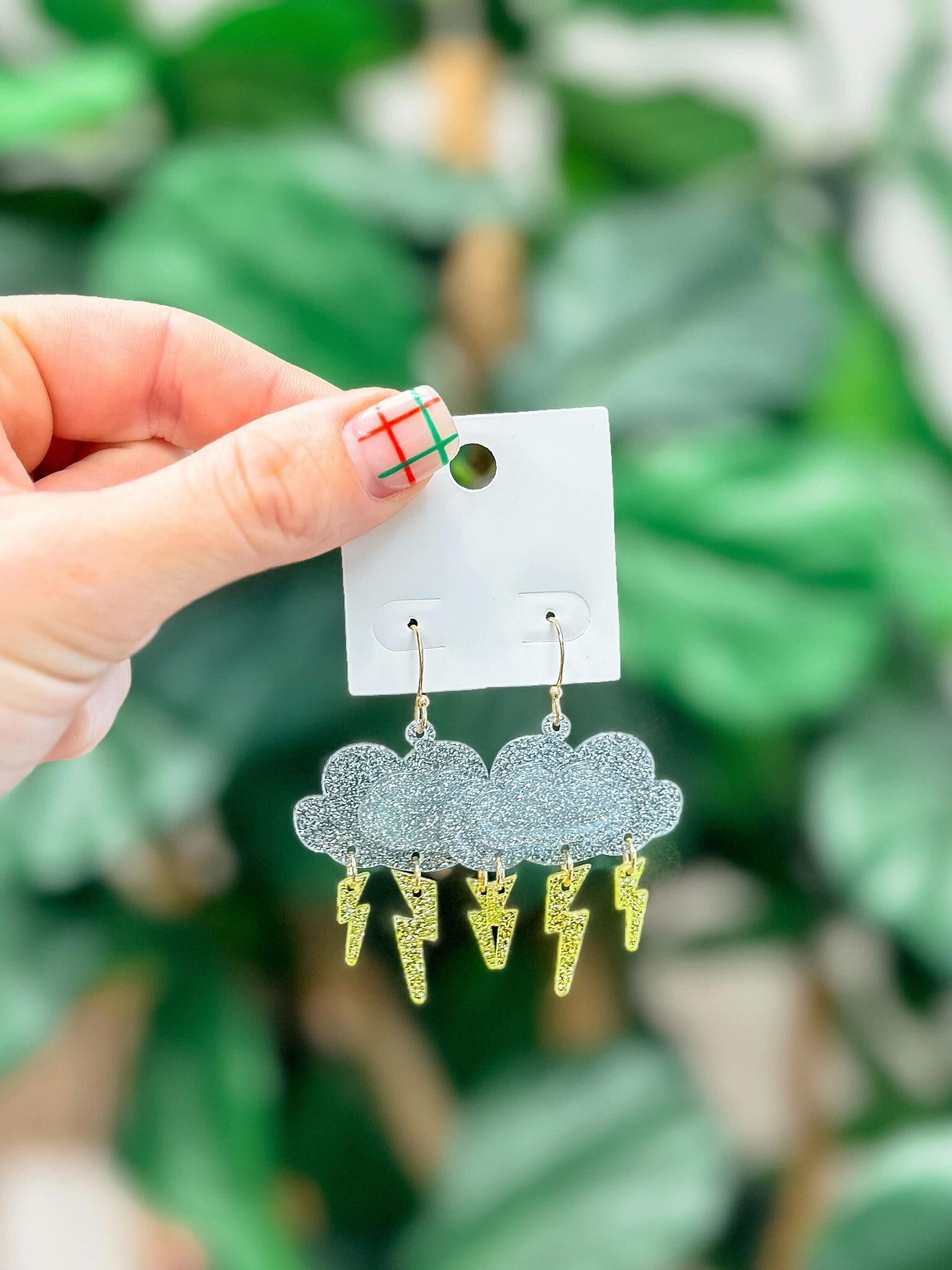 Glitter Cloud Dangle Earrings