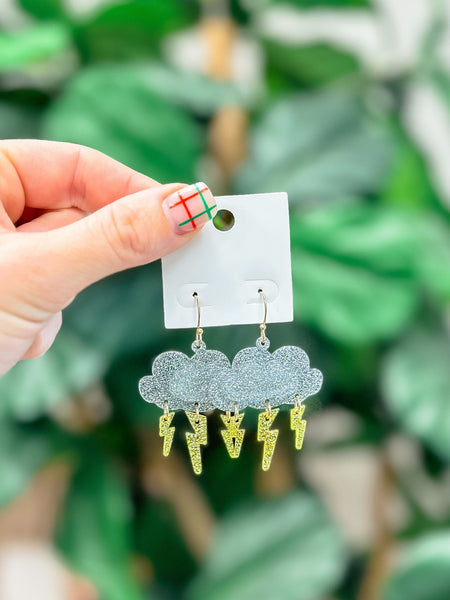 Glitter Cloud Dangle Earrings