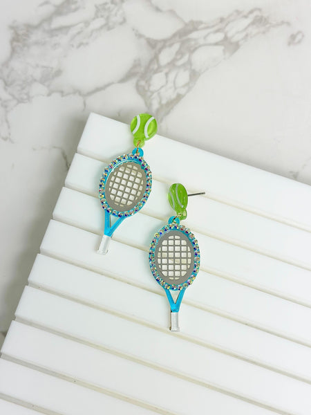Glitzy Tennis Dangle Earrings