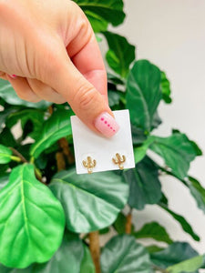 Gold Cactus Stud Earrings