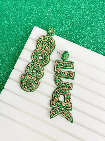 'Good Luck' Beaded Dangle Earrings