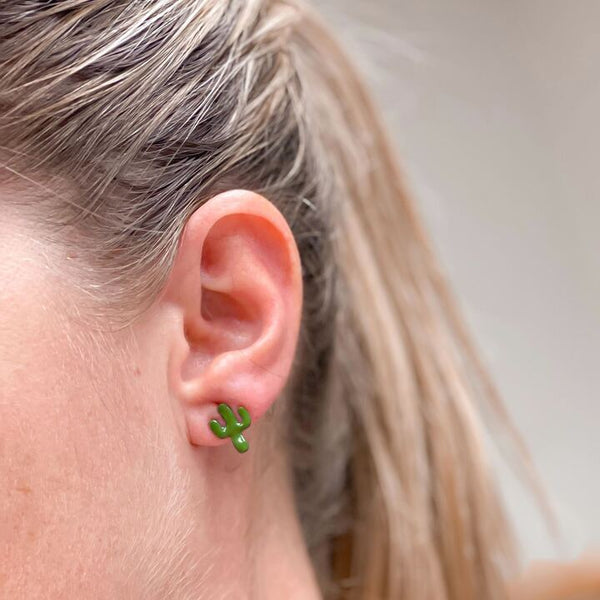 Cactus Enamel Stud Earrings