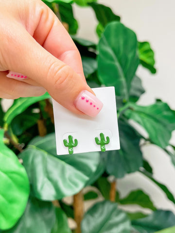 Cactus Enamel Stud Earrings