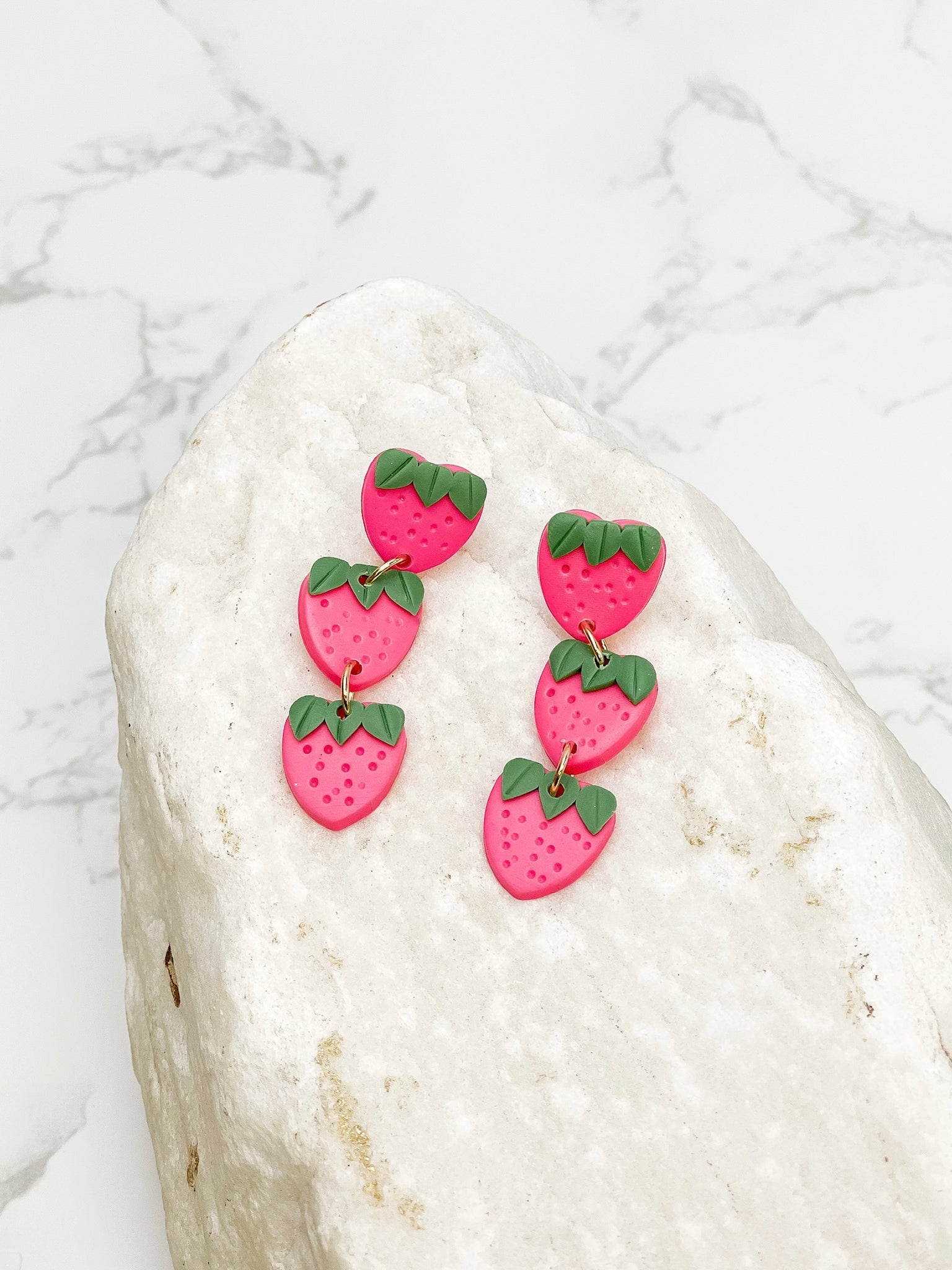 Strawberry Clay Dangle Earrings