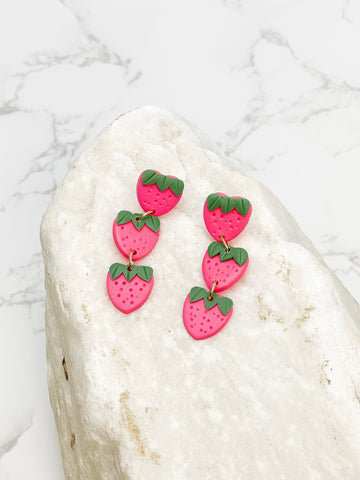 Strawberry Clay Dangle Earrings