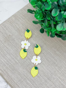 Lemon & Daisy Clay Dangle Earrings