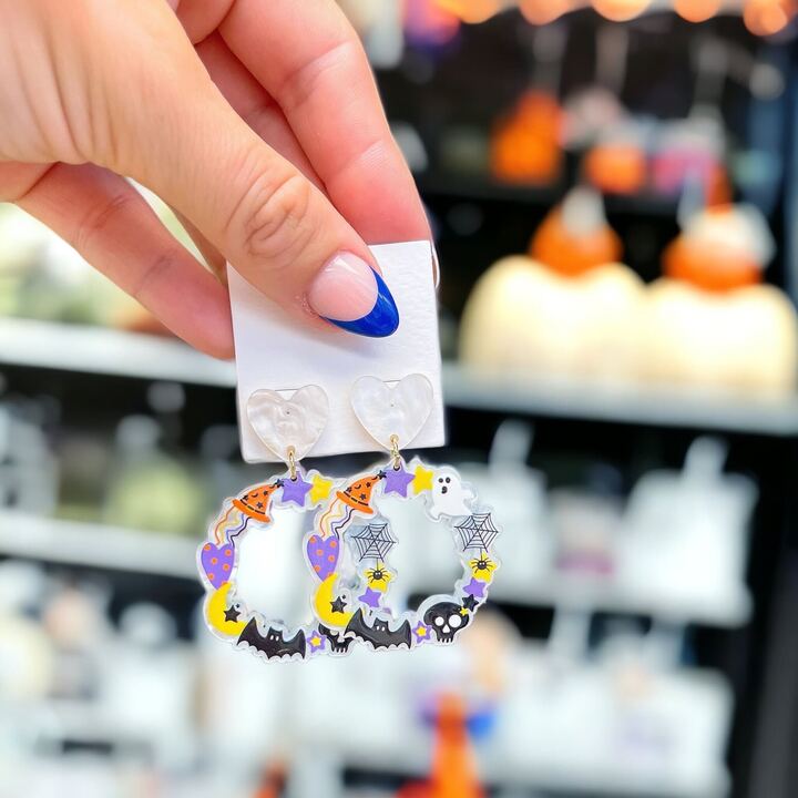 Halloween Icon Dangle Hoop Earrings