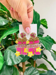 'Happy Birthday' Present Surprise Beaded Dangle Earrings