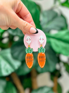'Happy Easter' Carrot Dangle Earrings