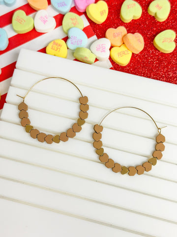 Heart-Bead Chevron Hoop Earrings