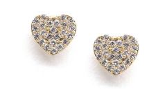 Cubic Zirconia Heart Stud Earrings