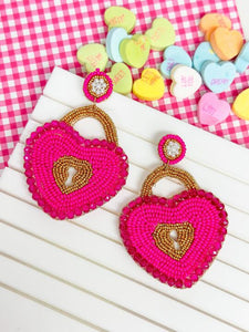 Heart Locket Beaded Dangle Earrings