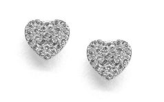 Cubic Zirconia Heart Stud Earrings