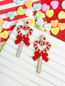 Heart Wand Beaded Dangle Earrings