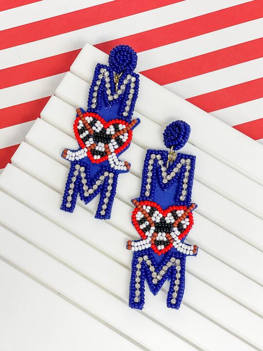 Glitzy Hockey Mom Beaded Dangle Earrings