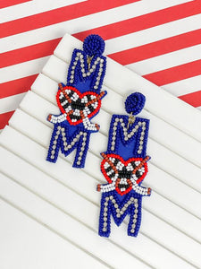 Glitzy Hockey Mom Beaded Dangle Earrings