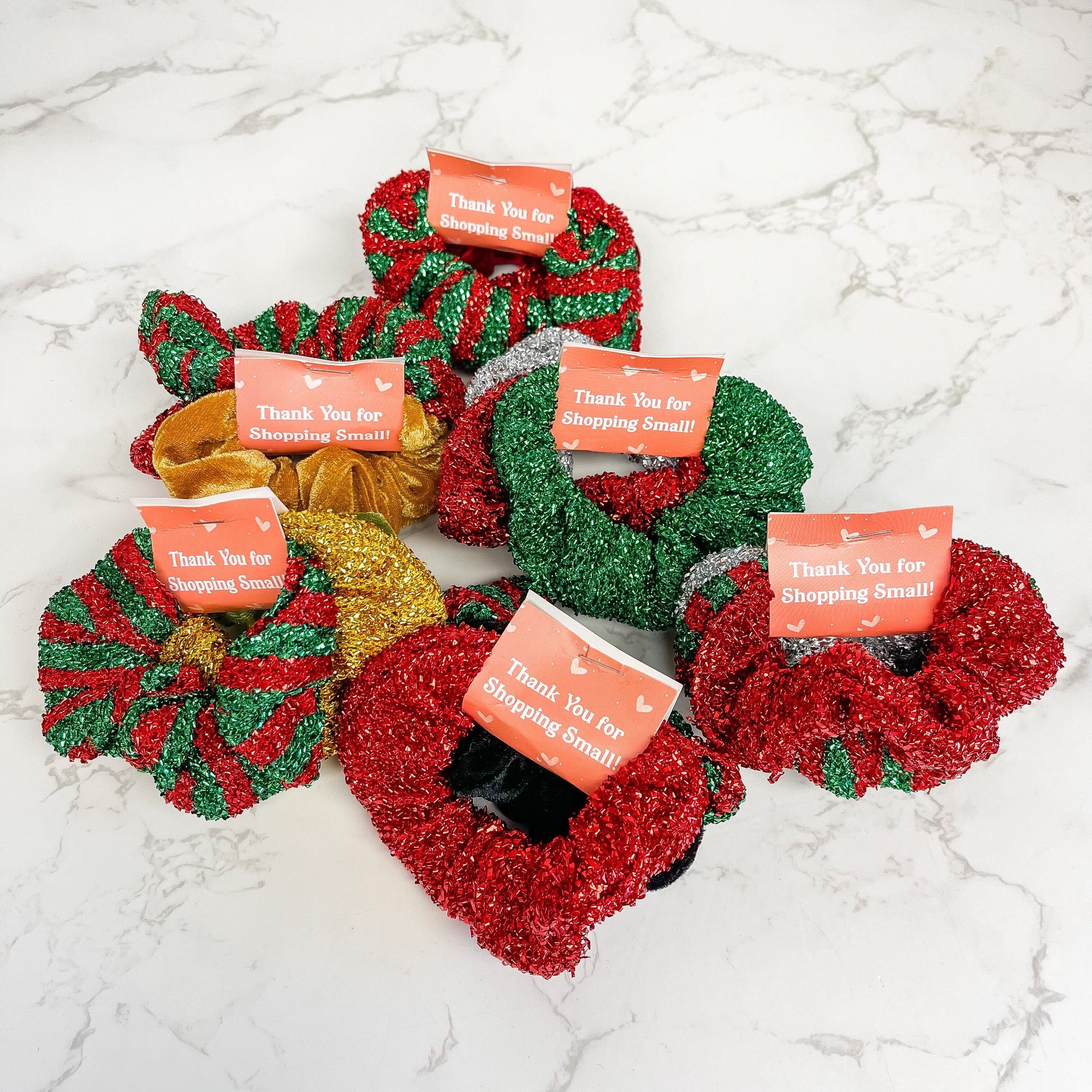 Holiday 'Thank you' Hair Scrunchies