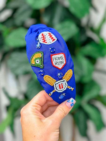 'Home Run' Beaded Baseball Embellished Headband