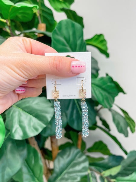 Crystal Encrusted Straight Dangle Earrings