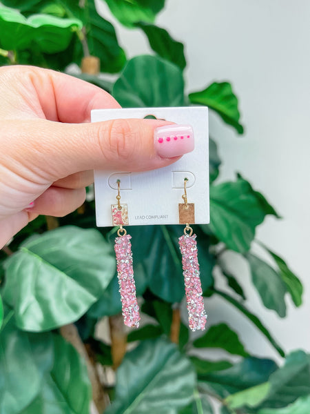 Crystal Encrusted Straight Dangle Earrings