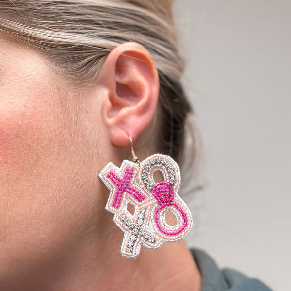 'XOXO' Glitzy Beaded Dangle Earrings