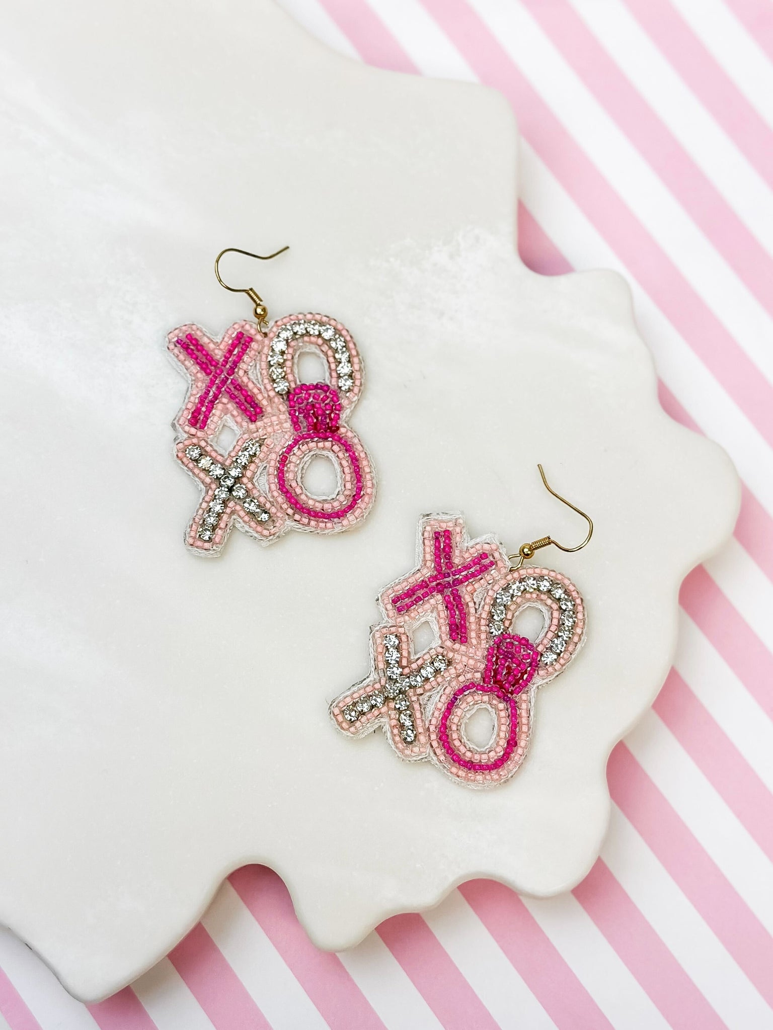 'XOXO' Glitzy Beaded Dangle Earrings