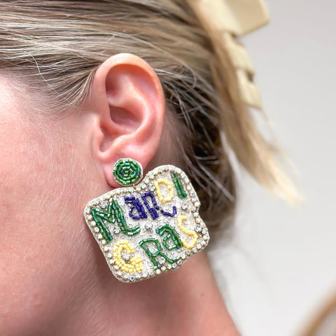 'Mardi Gras' Glitzy Statement Earrings