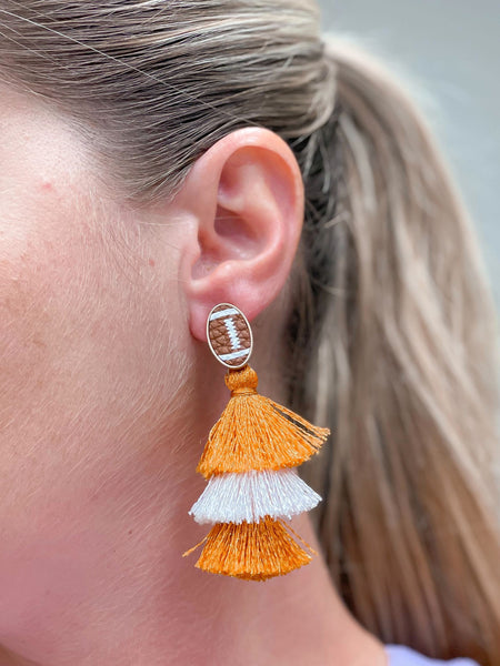Football Glitter Tassel Dangle Earrings