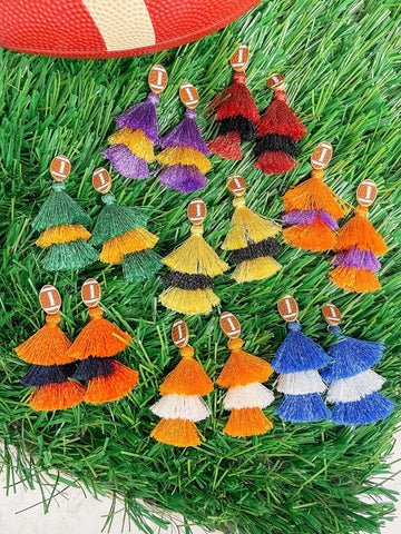 Football Glitter Tassel Dangle Earrings