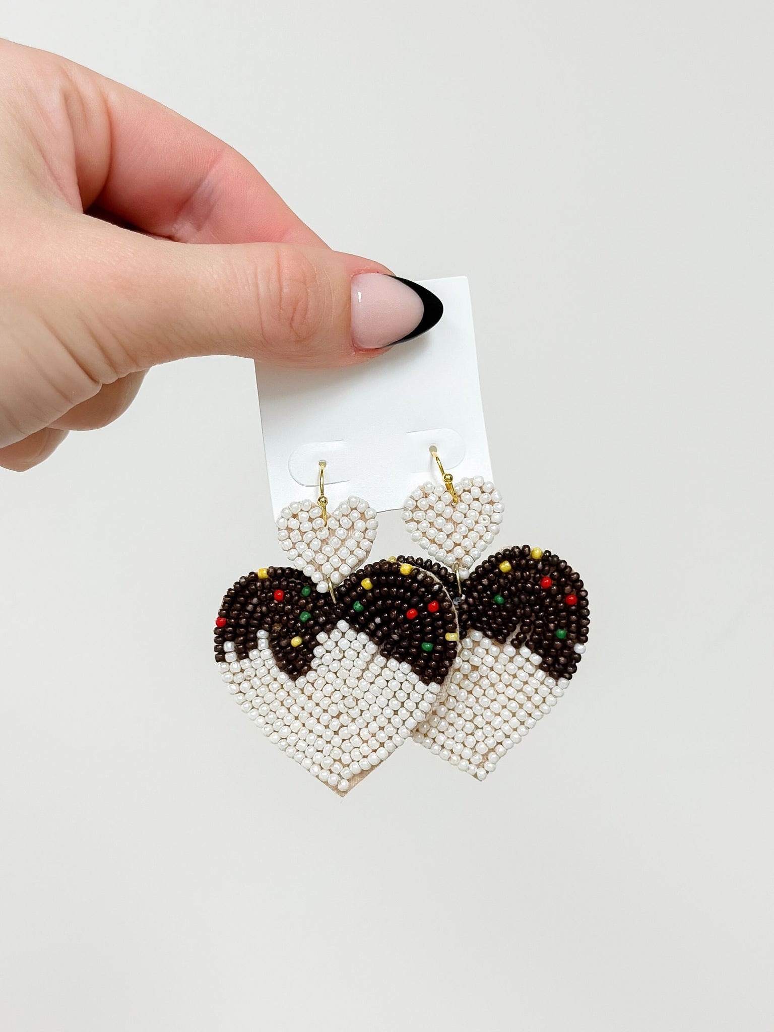 Chocolate Heart Beaded Dangle Earrings