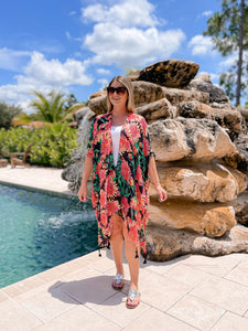 All Over Floral Print Kimono