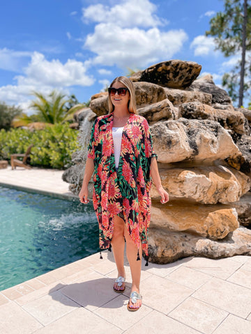All Over Floral Print Kimono